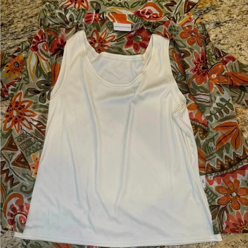 Alfred Dunner Women's Size 10 Blouse Tank Top Floral Fall Colors ¾ Sleeve - Picture 4 of 9